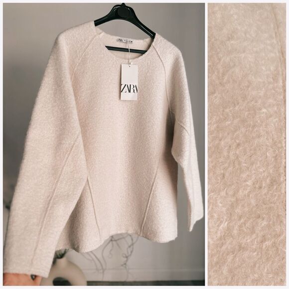 ZARA OVERSIZED BOUCLÉ SWEATSHIRT
MID-ECRU - Picture 1 of 8